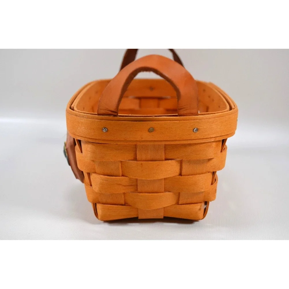 Longaberger 1998  Tea Basket w/Leather Handles Clear‎ Protector  7